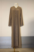 dark baige abaya lines